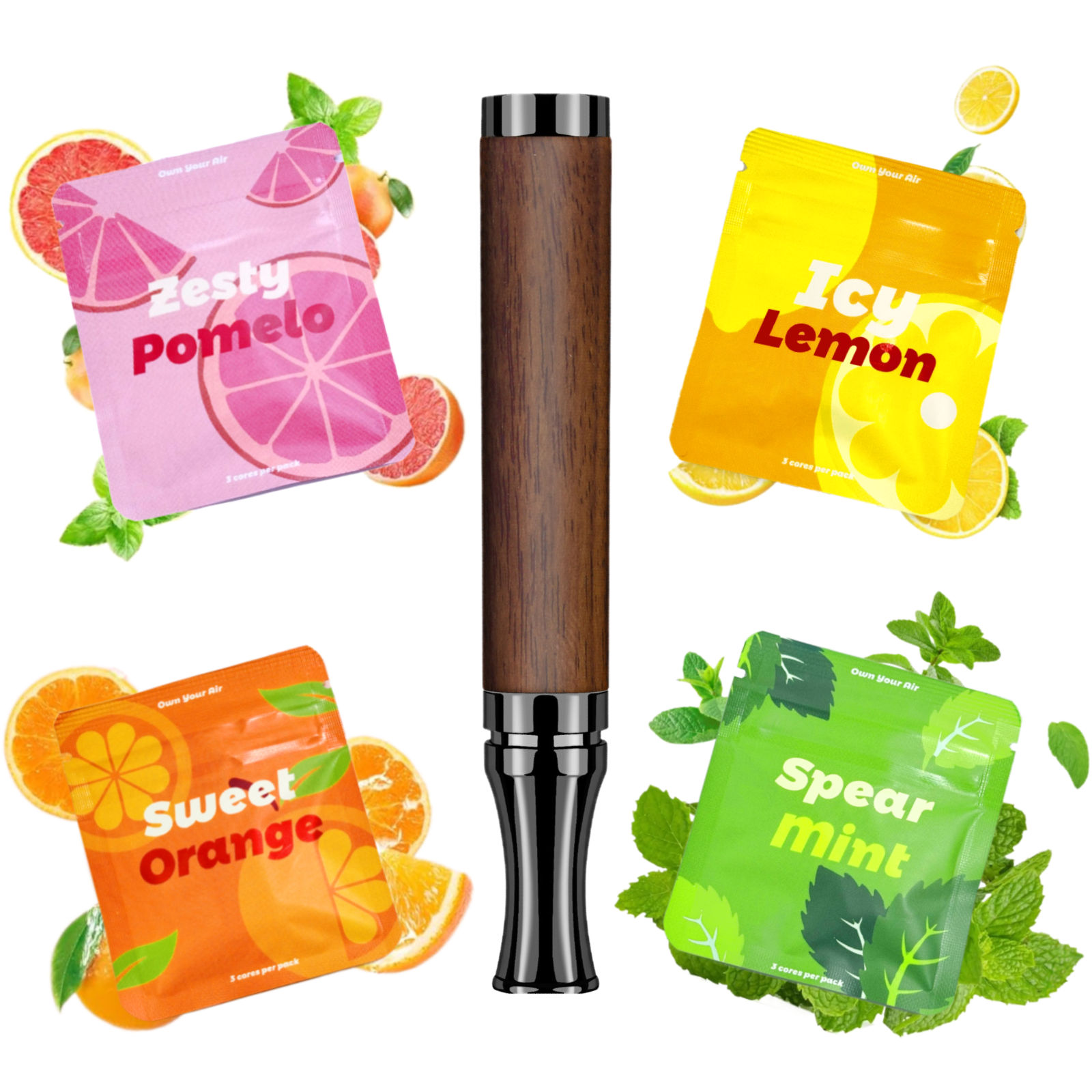 Puffow™ Rosewood & Glossy Black Inhaler with Refill Cores
