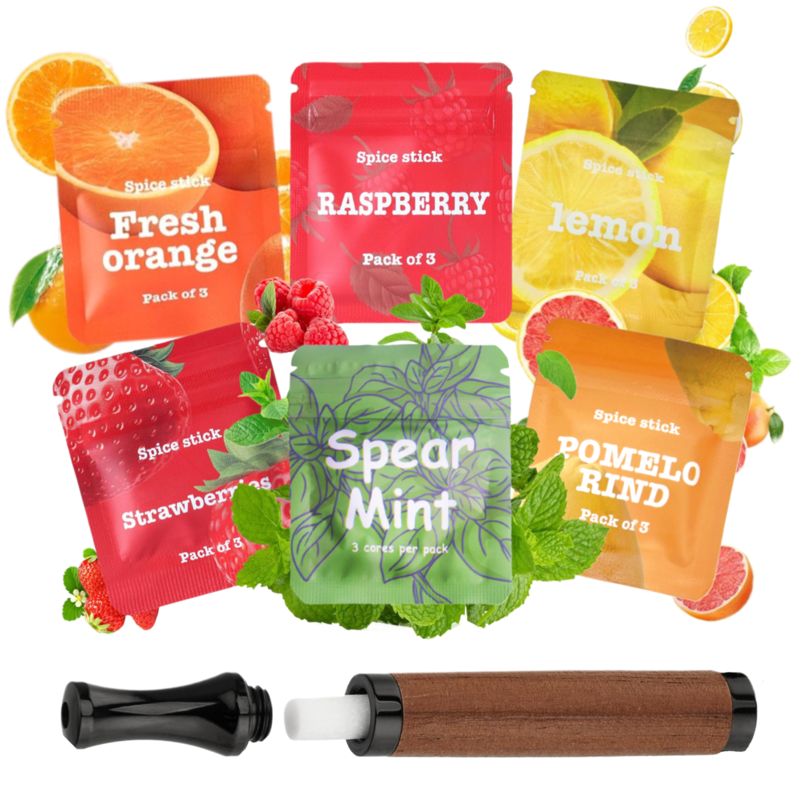 Puffow™ Rosewood & Glossy Black Inhaler with Refill Cores