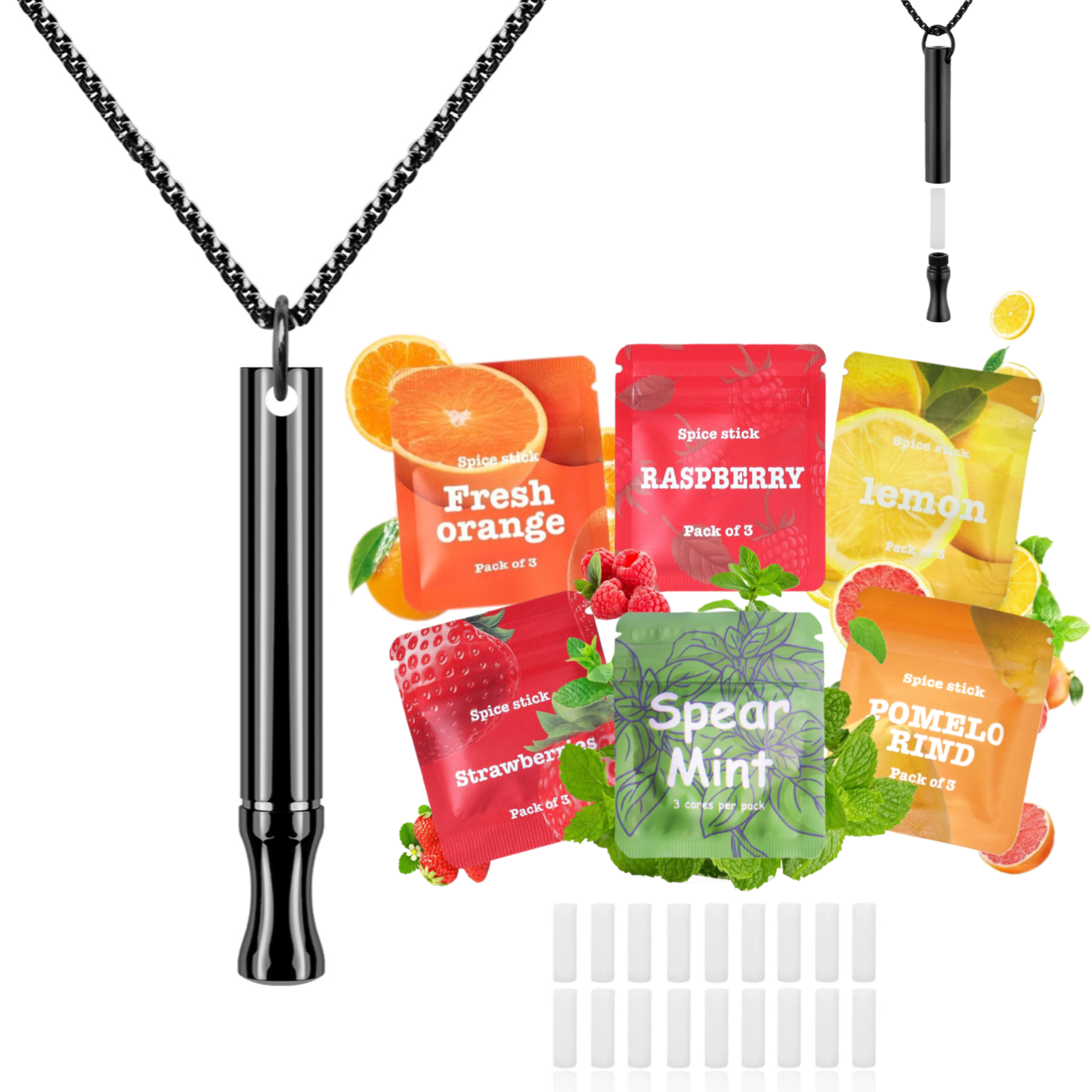 Puffow™ Glossy Black Necklace with Refill Cores