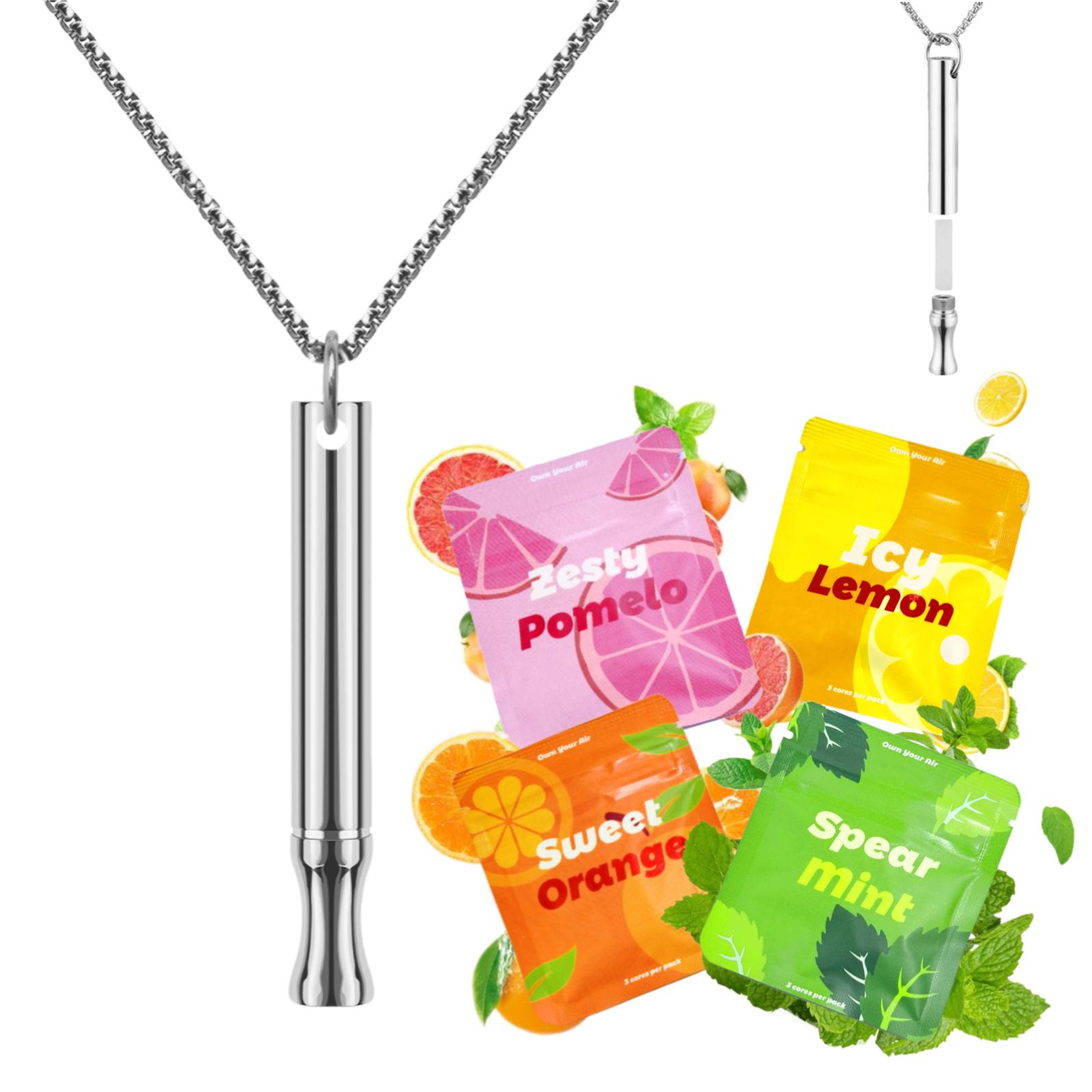 Puffow™ Glossy Silver Necklace with Refill Cores