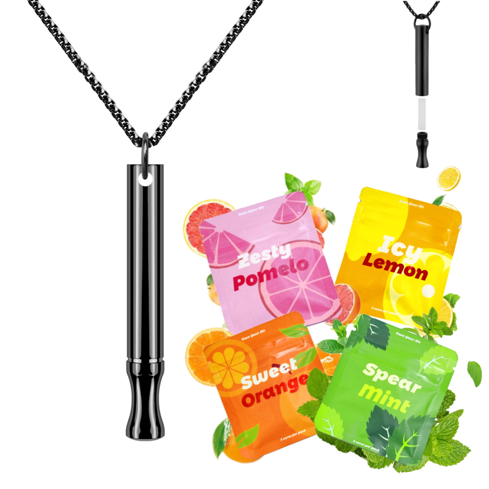 Puffow™ Glossy Black Necklace with Refill Cores