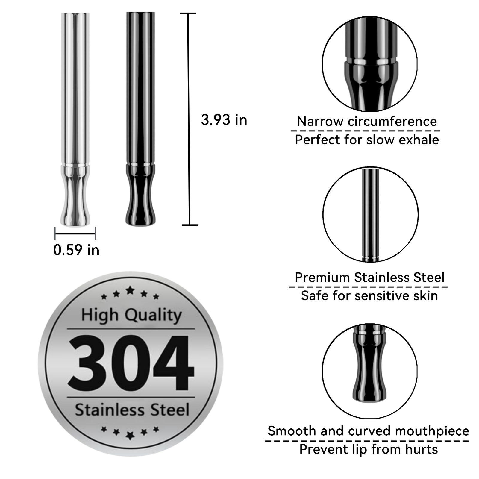 Puffow™ Glossy Black Inhaler with Refill Cores