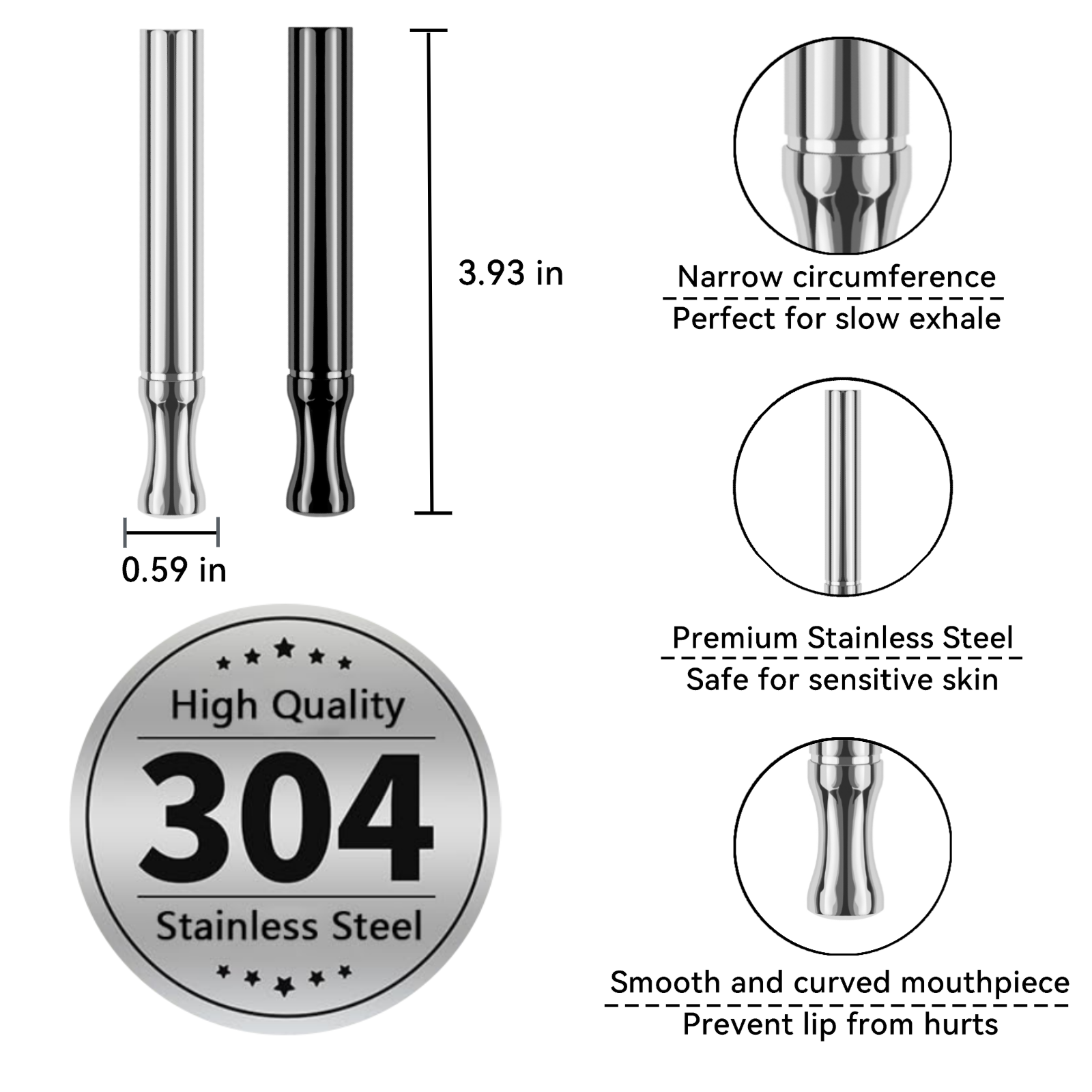 Puffow™ Glossy Silver Inhaler with Refill Cores