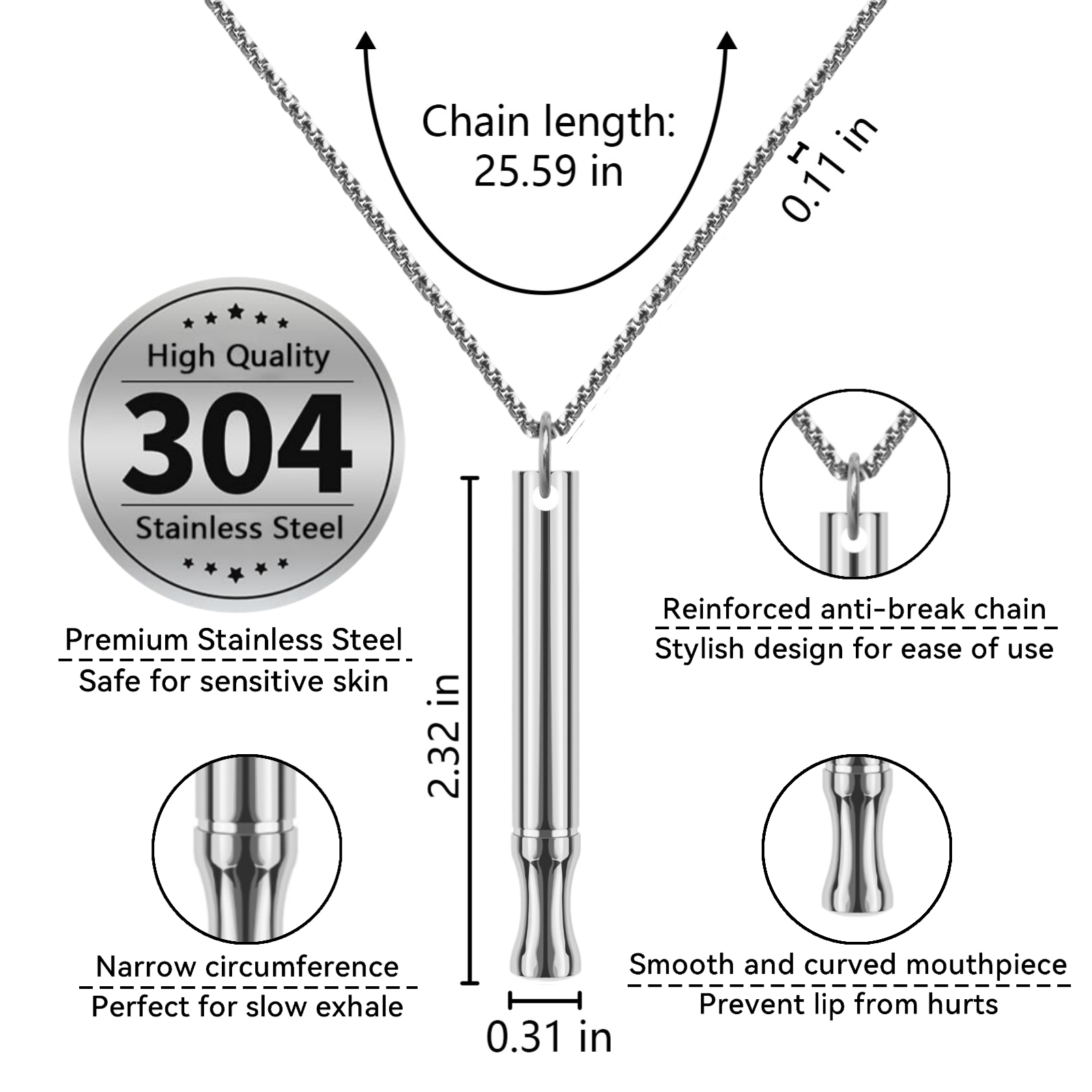 Puffow™ Glossy Silver Necklace with Refill Cores