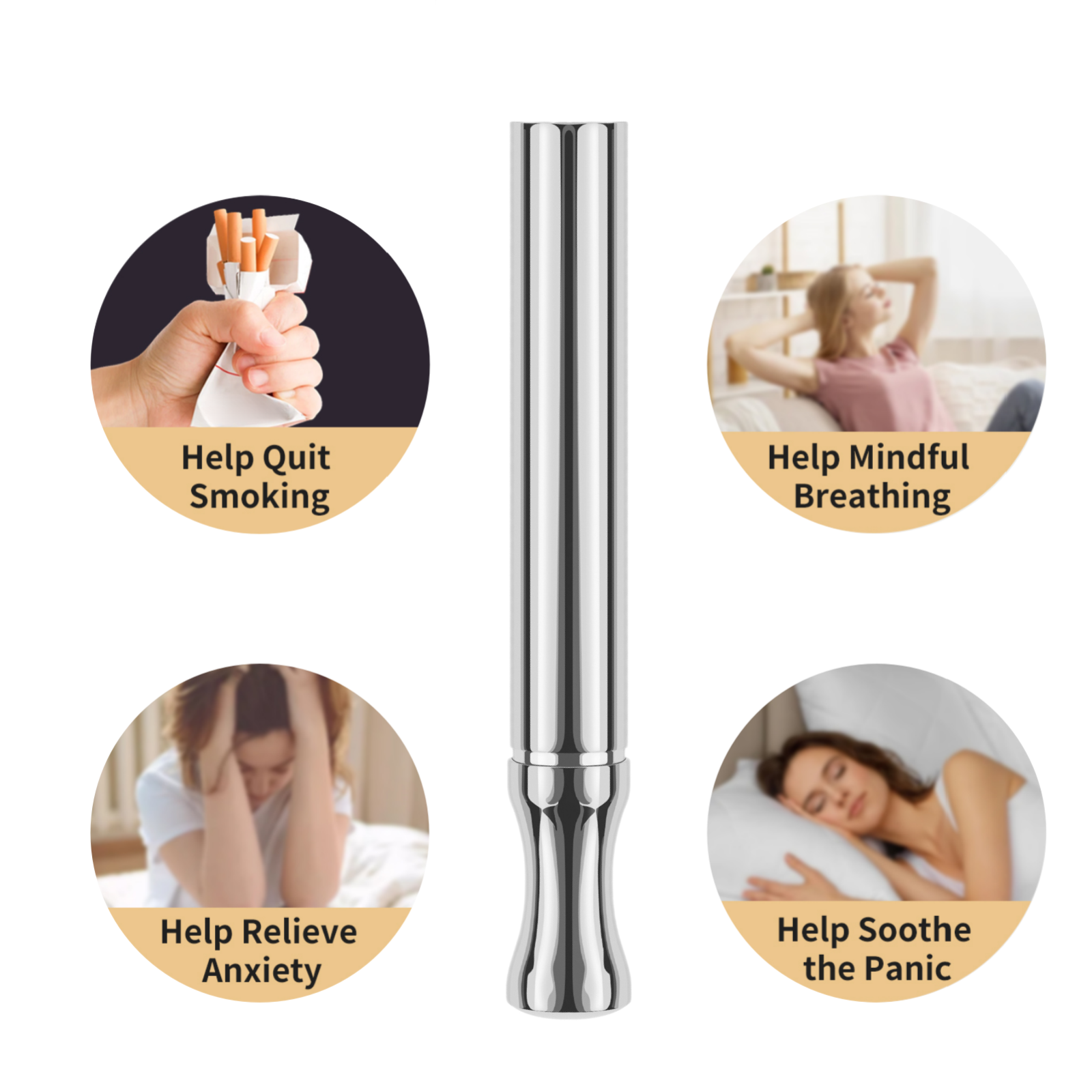 Puffow™ Glossy Silver Inhaler with Refill Cores