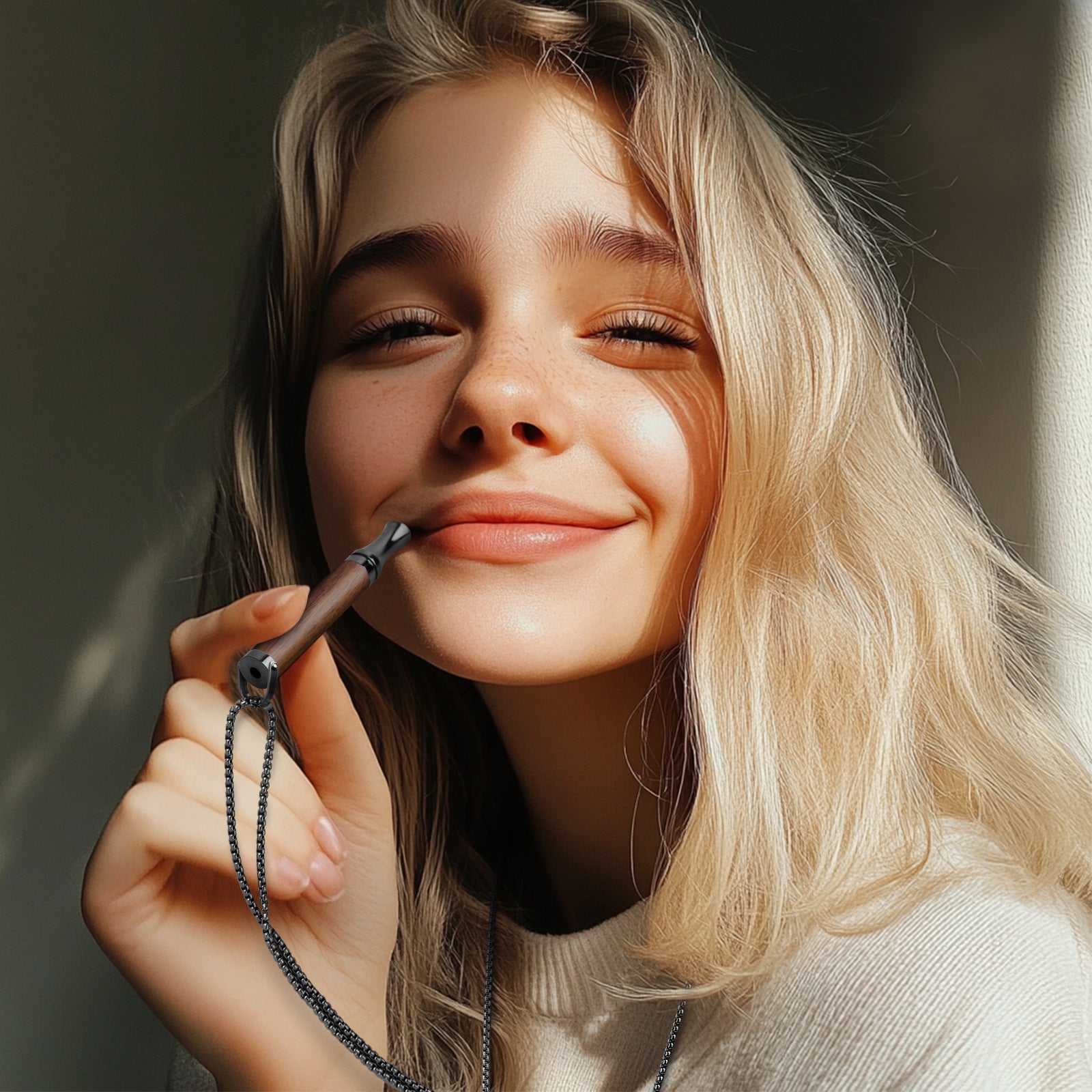 Puffow™ Rosewood & Glossy Black Necklace with Refill Cores