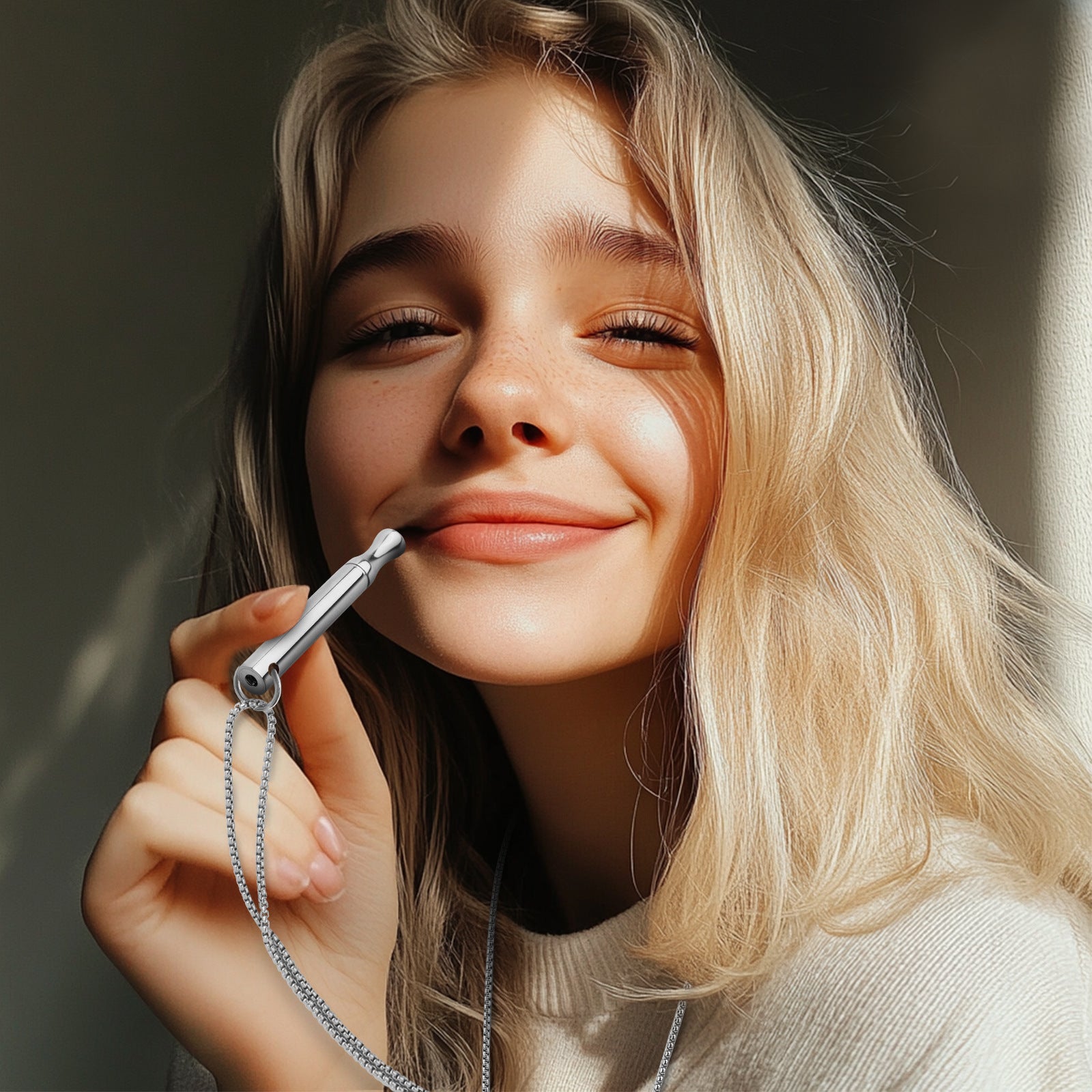 Puffow™ Glossy Silver Necklace with Refill Cores